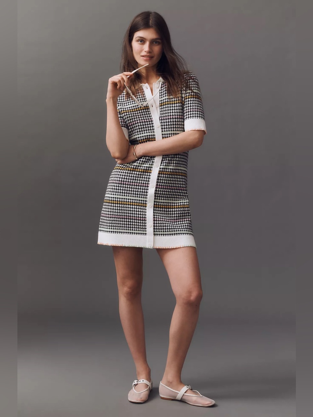 Maeve Buttondown Sweater Shift Mini Dress